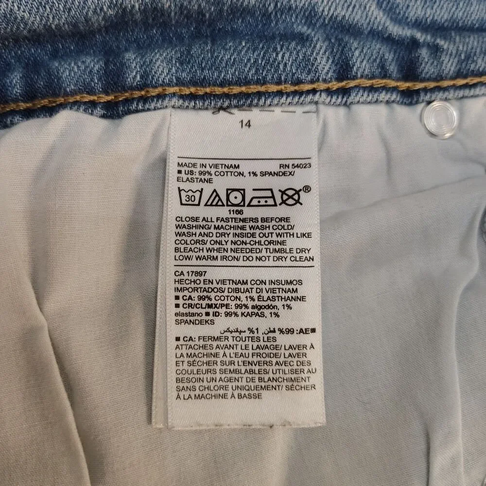 OLD NAVY Boyfriend Ankle Mid Rise Jeans 14 Women Solid Light Wash Stretch - Picture 5 of 5